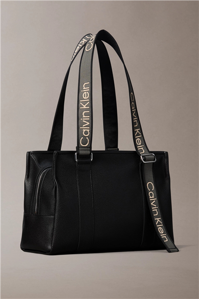 Calvin Klein Webbing Adj Strap Tote Kadın Omuz Çantası Siyah