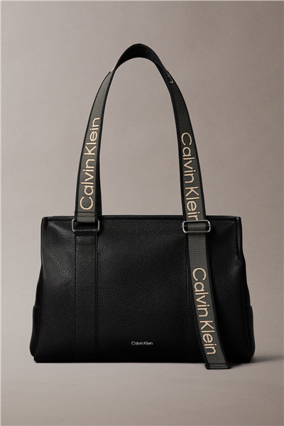 Calvin Klein Webbing Adj Strap Tote Kadın Omuz Çantası Siyah