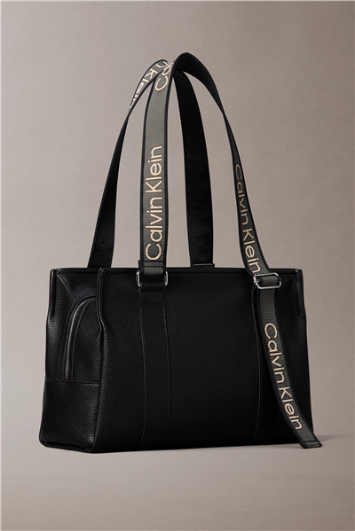 Calvin Klein Webbing Adj Strap Tote Kadın Omuz Çantası Siyah