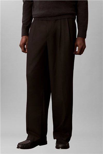 Calvin Klein Wide Viscose Blend Half Elastic Erkek Pantolon Siyah