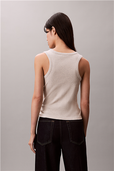Calvin Klein Woven Label 2X2 Baby Rib Tank Kadın Kolsuz T-Shirt