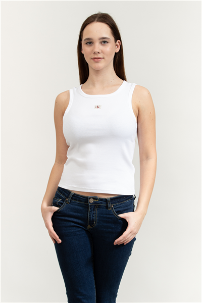 Calvin Klein Woven Label 2X2 Baby Rib Tank Kadın Kolsuz T-Shirt