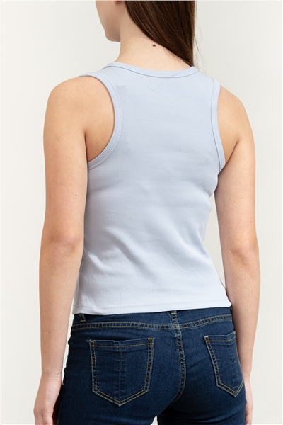 Calvin Klein Woven Label 2X2 Baby Rib Tank Kadın Kolsuz T-Shirt