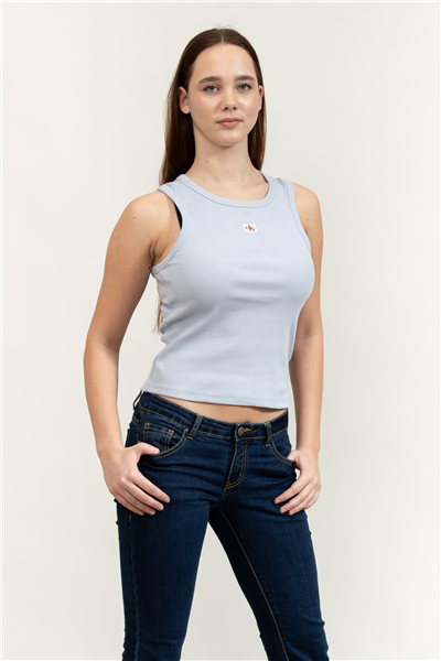 Calvin Klein Woven Label 2X2 Baby Rib Tank Kadın Kolsuz T-Shirt