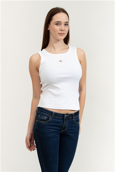 Calvin Klein Woven Label 2X2 Baby Rib Tank Kadın Kolsuz T-Shirt