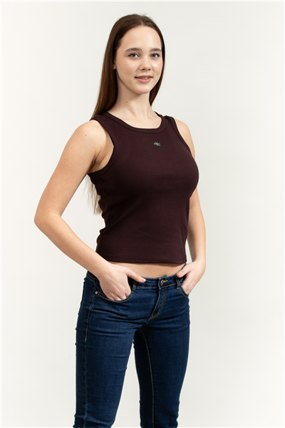 Calvin Klein Woven Label 2X2 Baby Rib Tank Kadın Kolsuz T-Shirt