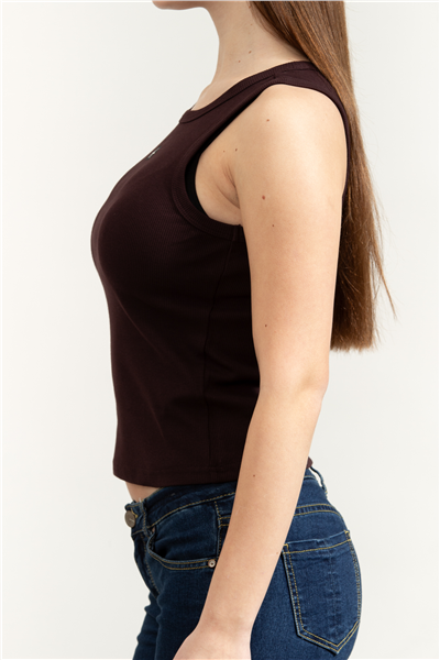 Calvin Klein Woven Label 2X2 Baby Rib Tank Kadın Kolsuz T-Shirt