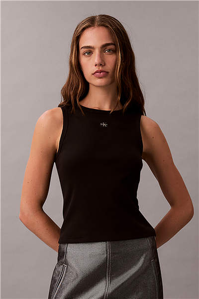 Calvin Klein Woven Label 2X2 Baby Rib Tank Kadın Kolsuz T-Shirt