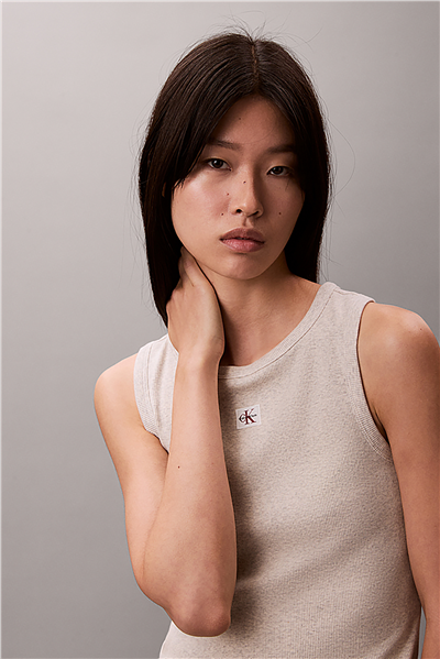 Calvin Klein Woven Label 2X2 Baby Rib Tank Kadın Kolsuz T-Shirt