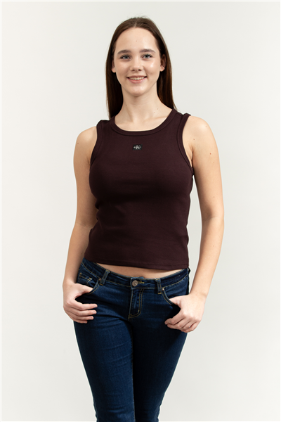 Calvin Klein Woven Label 2X2 Baby Rib Tank Kadın Kolsuz T-Shirt