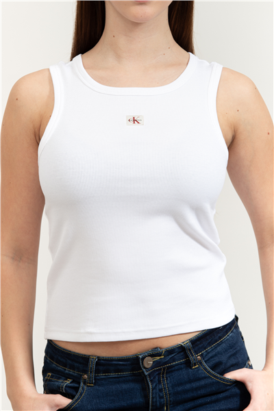 Calvin Klein Woven Label 2X2 Baby Rib Tank Kadın Kolsuz T-Shirt