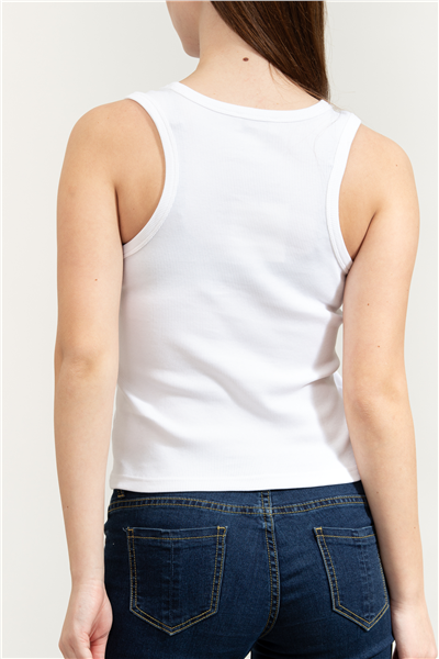 Calvin Klein Woven Label 2X2 Baby Rib Tank Kadın Kolsuz T-Shirt