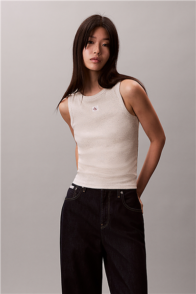 Calvin Klein Woven Label 2X2 Baby Rib Tank Kadın Kolsuz T-Shirt
