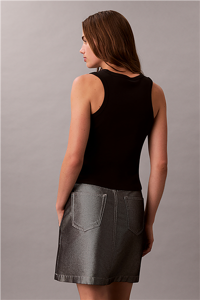 Calvin Klein Woven Label 2X2 Baby Rib Tank Kadın Kolsuz T-Shirt