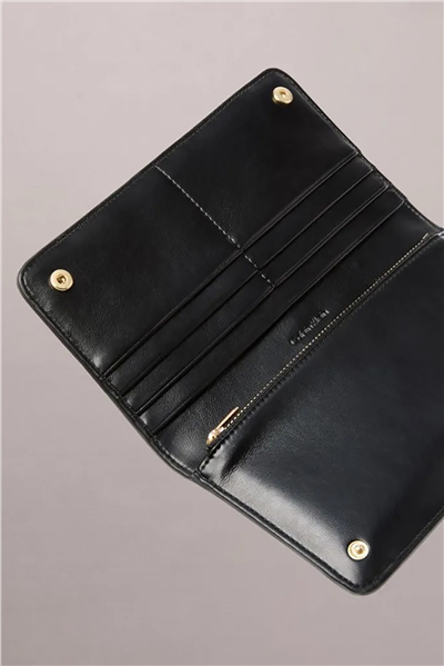 Calvin Klein Woven Passport Longfold Kadın Cüzdan Siyah