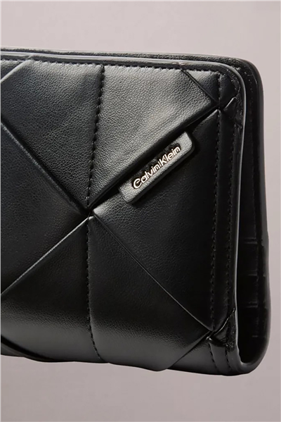 Calvin Klein Woven Passport Longfold Kadın Cüzdan Siyah