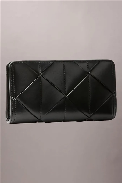 Calvin Klein Woven Passport Longfold Kadın Cüzdan Siyah