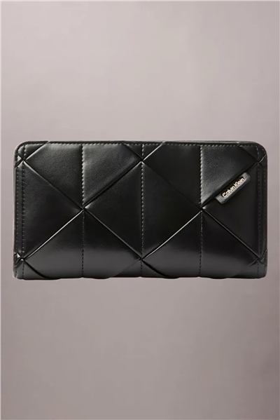 Calvin Klein Woven Passport Longfold Kadın Cüzdan Siyah