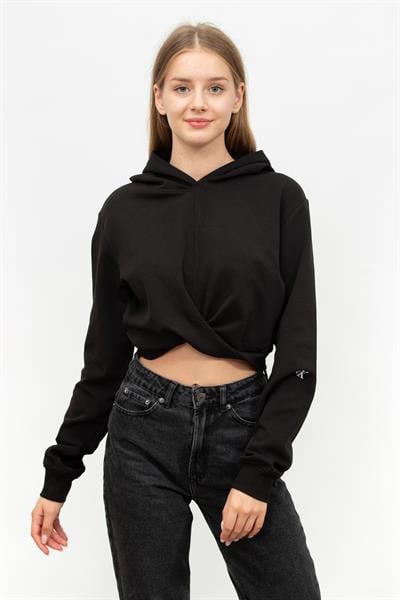 Calvin Klein Wrap Cropped Kadın Kapüşonlu Sweatshirt