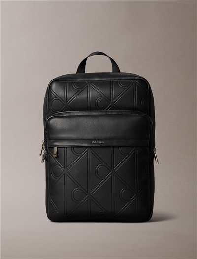 Calvin Klein Xl Emblem Aop Emboss Round Backp Erkek Sırt Çantası Siyah