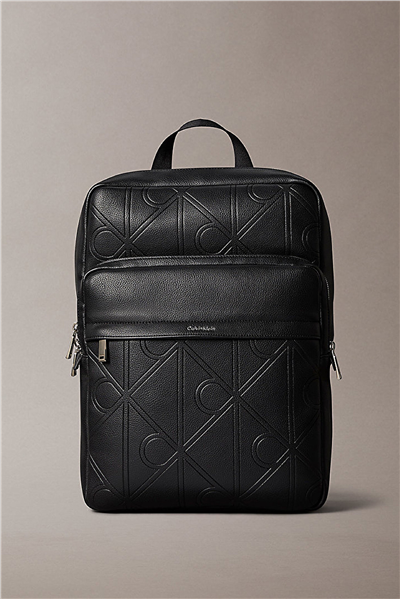 Calvin Klein Xl Emblem Aop Emboss Round Backp Erkek Sırt Çantası Siyah