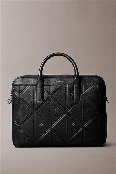 Calvin Klein Xl Emblem Aop Embss Commuter Erkek Bilgisayar Çantası Siyah