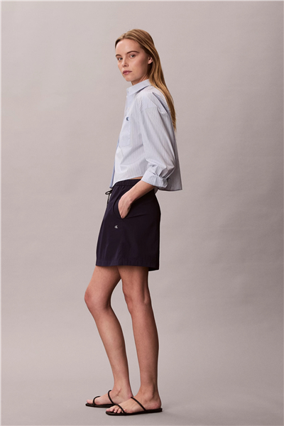 Calvin Klein Yarndye Cotton Popli Kadın Gömlek Mavi