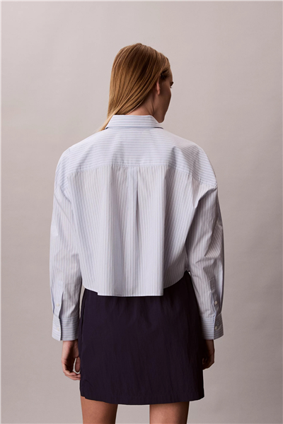 Calvin Klein Yarndye Cotton Popli Kadın Gömlek Mavi