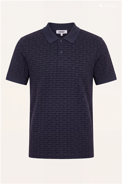 DKNY Allover Jacquard Polo Erkek Polo Yaka T-Shirt Lacivert