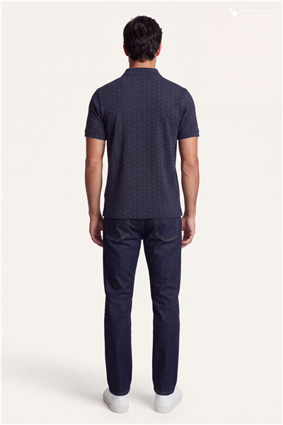 DKNY Allover Jacquard Polo Erkek Polo Yaka T-Shirt Lacivert