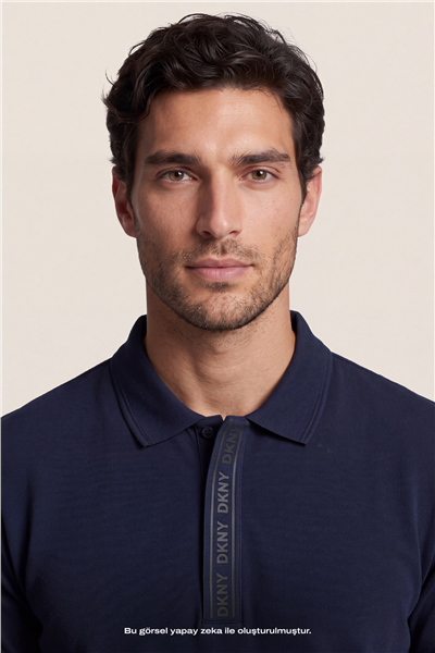 DKNY Binding Polo Erkek Polo Yaka T-Shirt Lacivert
