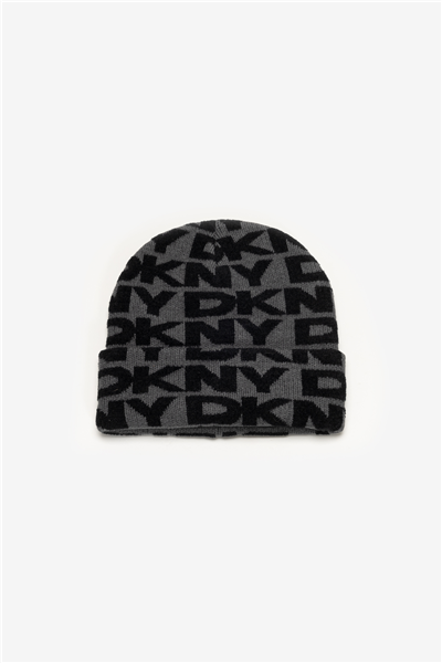 DKNY Chenille Logo Beanie Kadın Bere Siyah