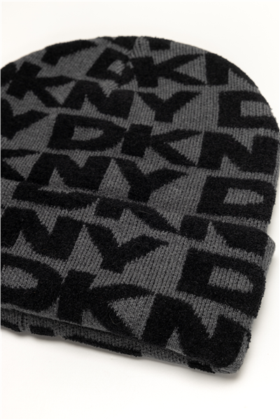 DKNY Chenille Logo Beanie Kadın Bere Siyah