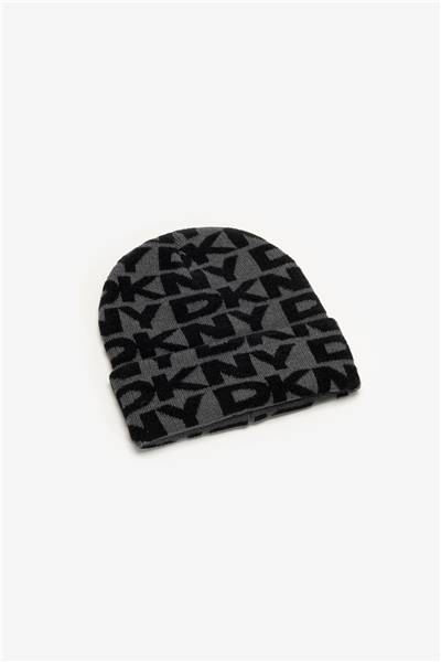 DKNY Chenille Logo Beanie Kadın Bere Siyah