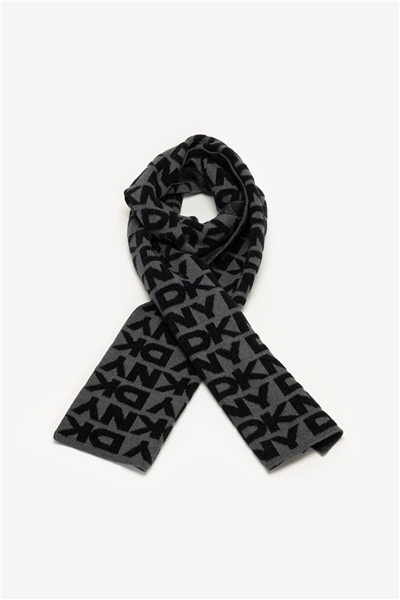 DKNY Chenille Logo Scarf Kadın Atkı Siyah
