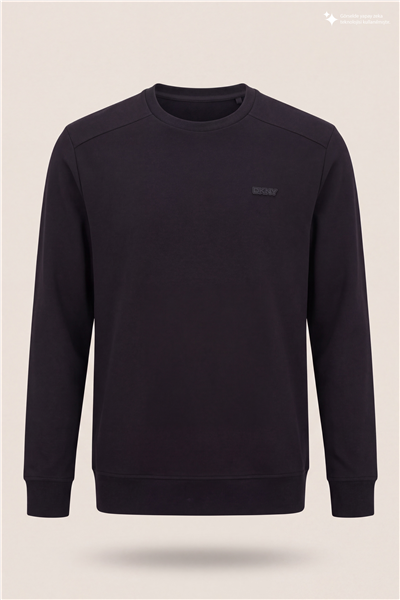 DKNY Comfort Sweatshirt Erkek Bisiklet Yaka Sweatshirt Siyah