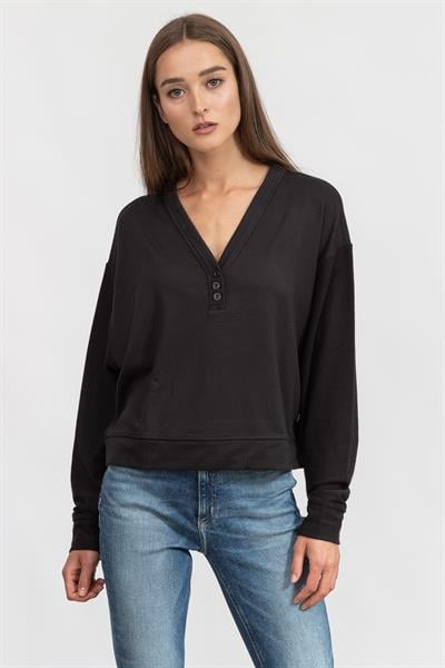 DKNY Cropped Henley Kadın Triko