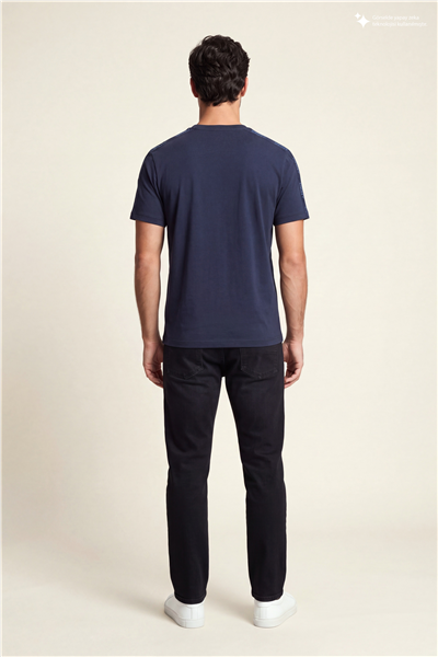 DKNY Jacquard Print Tee Erkek Bisiklet Yaka T-Shirt Lacivert