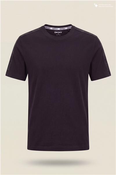 DKNY Jacquard Print Tee Erkek Bisiklet Yaka T-Shirt Siyah
