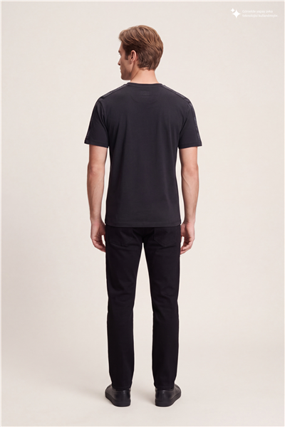 DKNY Jacquard Print Tee Erkek Bisiklet Yaka T-Shirt Siyah