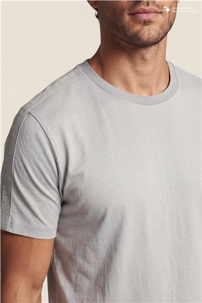 DKNY Jacquard Print Tee Erkek Bisiklet Yaka T-Shirt Taş Rengi