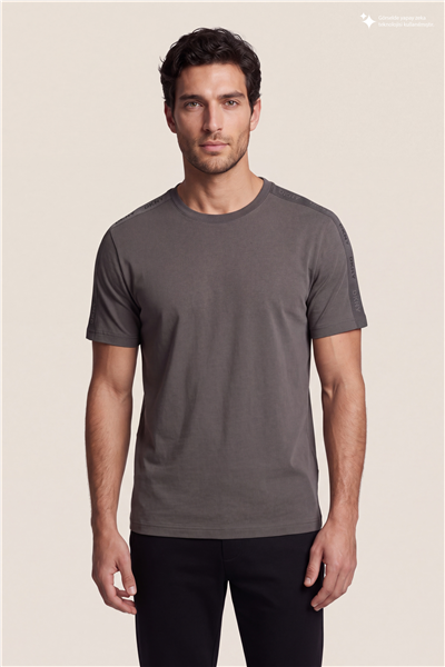 DKNY Jacquard Print Tee Erkek Bisiklet Yaka T-Shirt Kahverengi