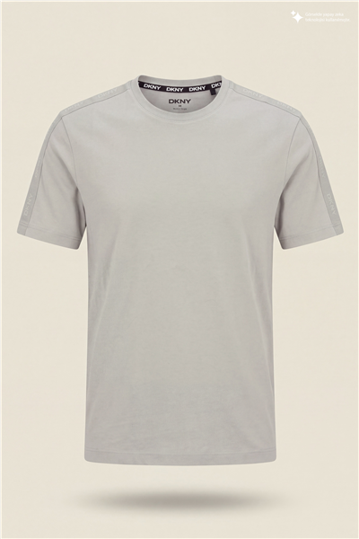 DKNY Jacquard Print Tee Erkek Bisiklet Yaka T-Shirt Taş Rengi