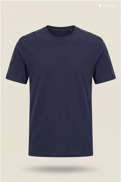 DKNY Jacquard Print Tee Erkek Bisiklet Yaka T-Shirt Lacivert