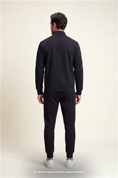 DKNY Jacquard Tape Fullzip Sweatshirt Erkek Fermuarlı Sweatshirt Siyah