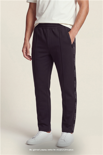 DKNY Jacquard Tape Sweatpant Erkek Eşofman Altı Siyah