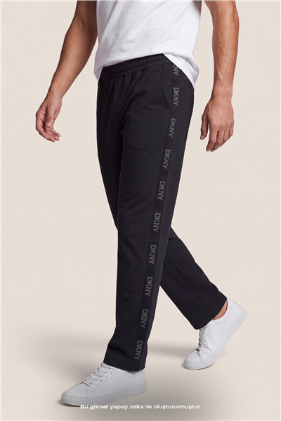 DKNY Jacquard Tape Sweatpant Erkek Eşofman Altı Siyah