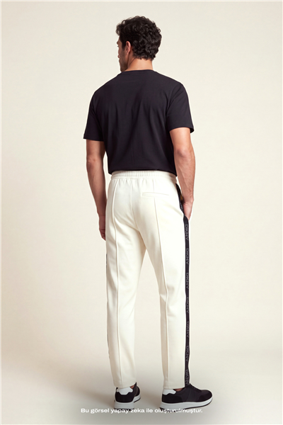 DKNY Jacquard Tape Sweatpant Erkek Eşofman Altı Beyaz