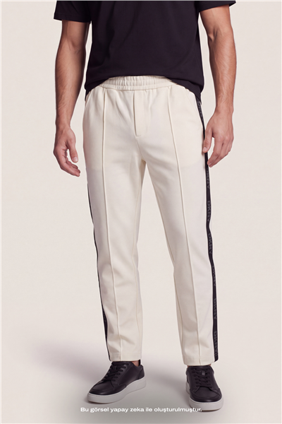 DKNY Jacquard Tape Sweatpant Erkek Eşofman Altı Beyaz