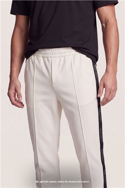 DKNY Jacquard Tape Sweatpant Erkek Eşofman Altı Beyaz